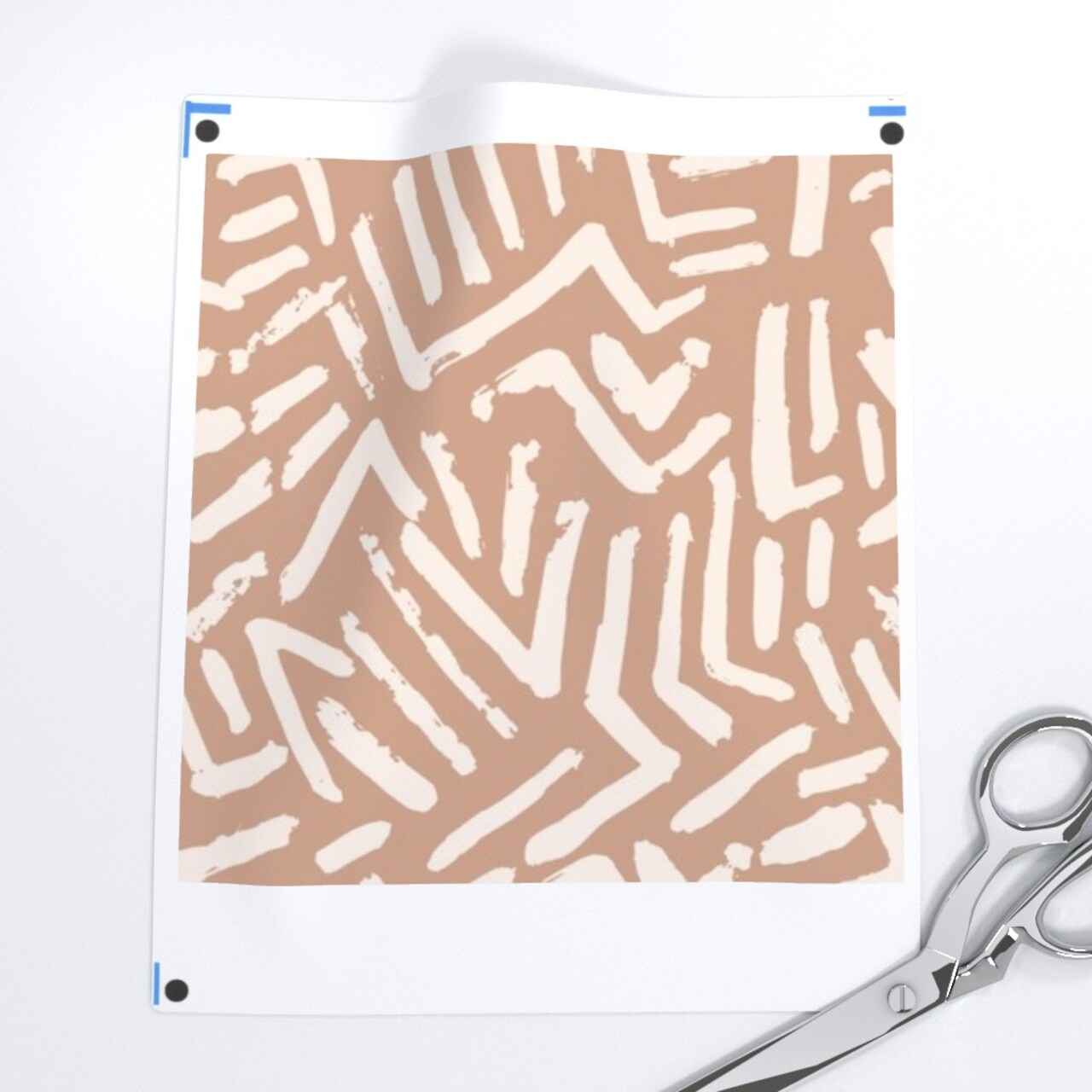 Terra Cotta Geometric Abstract Neutral Artistic Tribal Style Cream Brown Custom Pre-pasted Wallpaper by Spoonflower Pre-Pasted Wallpaper 2FT Wide